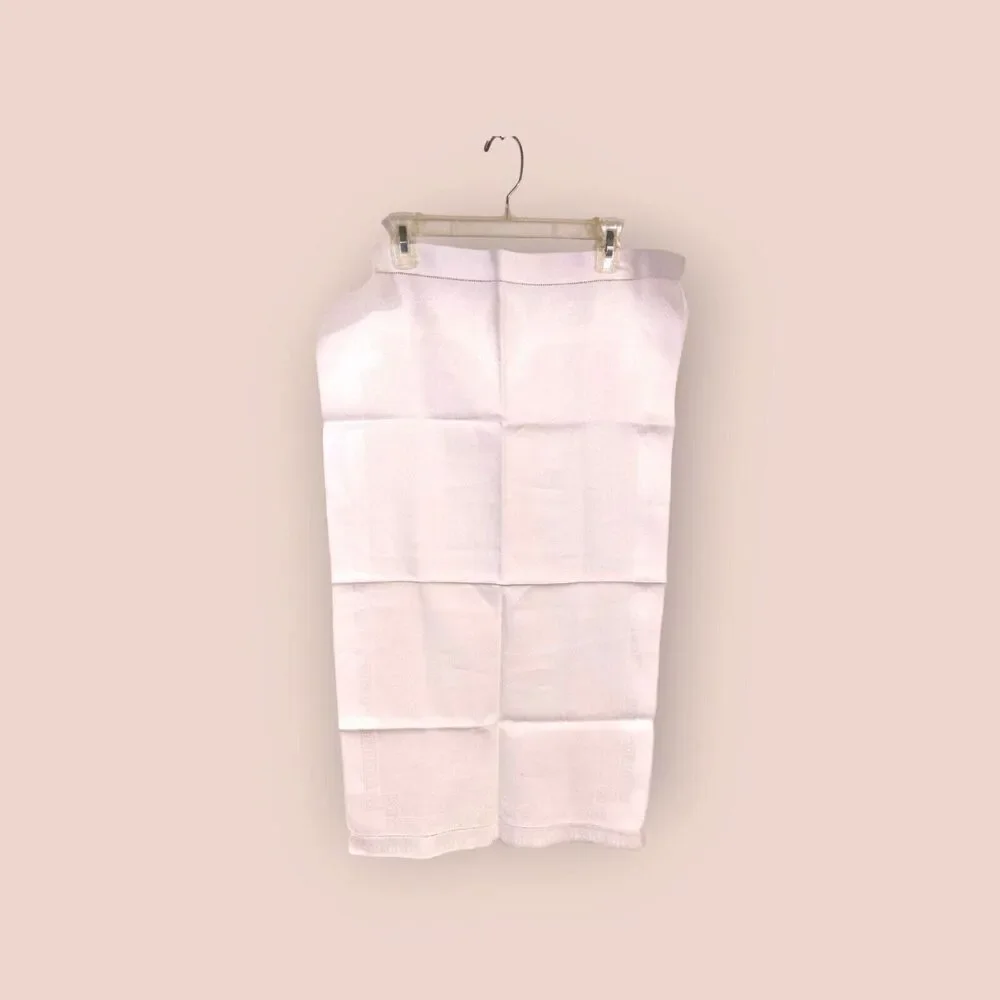 Vintage White Linen Blend Hand Towels: Border Motifs (Set of 3)